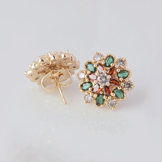Each earring in this set of Small Rose Gold Green Red Flower Stud Earrings is made with hypoallergenic, high-quality stainless steel that is tarnish-proof and sustainable. Enjoy the benefit of low maintenance and lightweight earrings that will add a touch of color and elegance to any outfit.