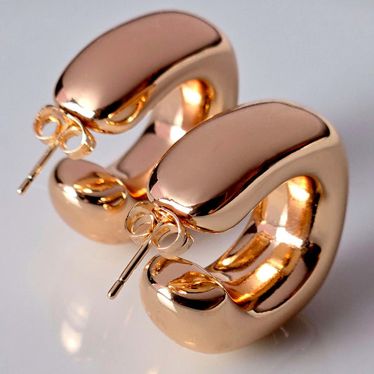 Large Rose Gold Chunk Hoop Earrings