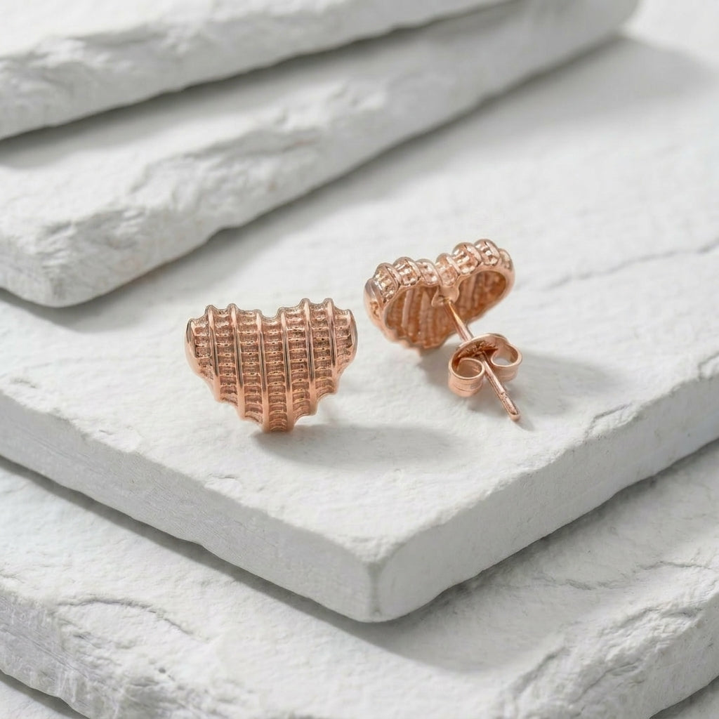 Rose gold heart-shaped earrings premium stainless steel hypoallergenic