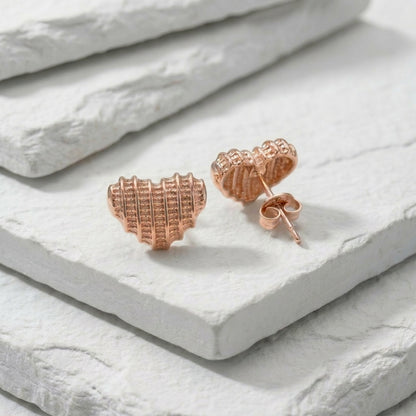 Rose gold heart-shaped earrings premium stainless steel hypoallergenic