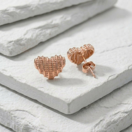 Rose gold heart-shaped earrings premium stainless steel hypoallergenic
