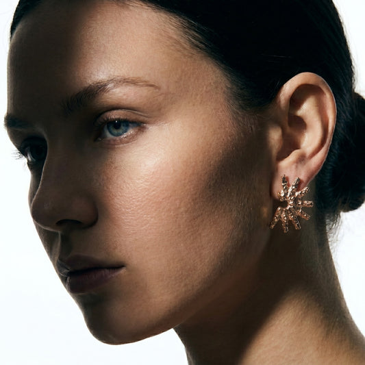 Medium Rose Gold Coastal Sun Glow Earrings inspired by coastal sunsets in waterproof stainless steel.