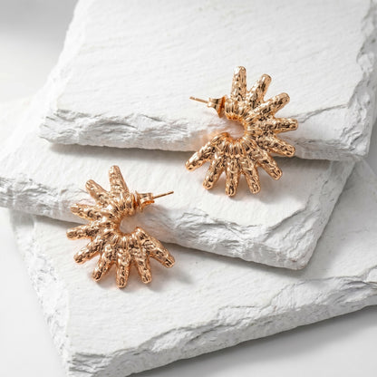 Medium Rose Gold Coastal Sun Glow Earrings inspired by coastal sunsets in waterproof stainless steel.