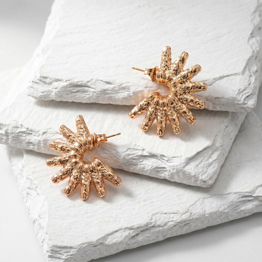 Medium Rose Gold Coastal Sun Glow Earrings inspired by coastal sunsets in waterproof stainless steel.