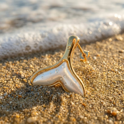 Medium Rose Gold Ocean Tail Drop Earrings featuring a coastal-inspired design in waterproof stainless steel.