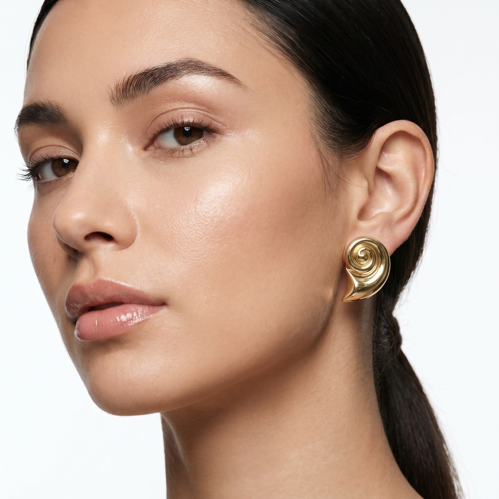 Medium Saltwater Glow Stud Earrings inspired by shimmering ocean reflections and coastal elegance.