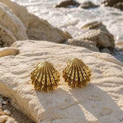Medium Sea Shell Stud Earrings inspired by ocean treasures and crafted in waterproof stainless steel.