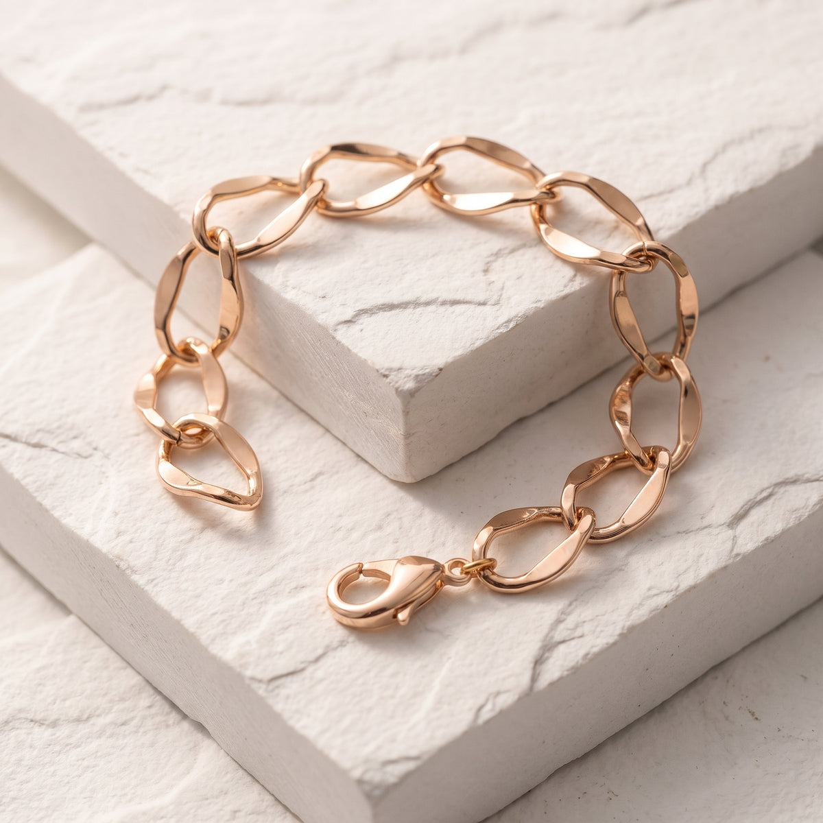 Made with the highest quality hypoallergenic, tarnish-proof stainless steel, our Rose Gold Nova Chain Bracelet  are both sustainable and low maintenance. You can wear these lightweight earrings every day without worrying about any allergic reactions or tarnishing. Upgrade your jewelry collection with these timeless and durable studs.