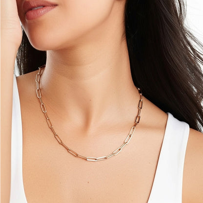 Rose Gold Paper Clip Chain Necklace
